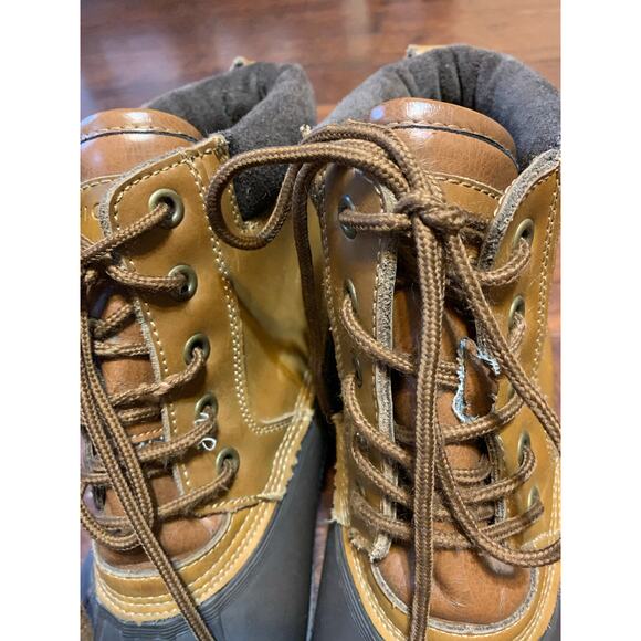 Tommy Hilfiger Two Tone Brown Leather & Rubber Charlie Laced Duck Boots Sz 11 - Picture 10 of 10